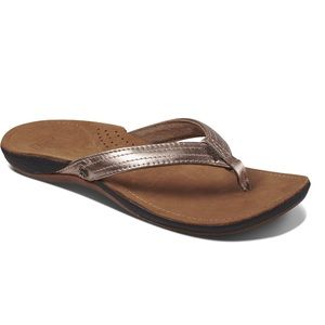Reef MISS J-BAY Flip Flops Leather Tan Rose Gold 8